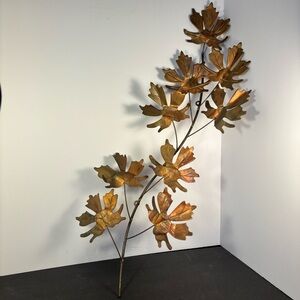 Vintage Mid Century Modern Brass Leaf Wall Sculpture | Curtis Jere Style MCM